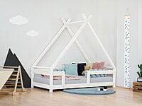 Cama de casa para niños TAHUKA en forma de tipi con protector de cama integrado