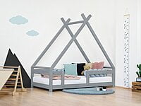 Cama de casa para niños TAHUKA en forma de tipi con protector de cama integrado