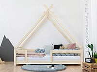 Cama de casa para niños TAHUKA en forma de tipi con protector de cama integrado