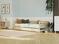 Cama individual de madera FENCE con barras laterales