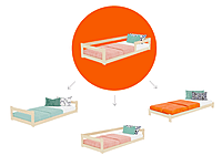 SAFE cama individual baja con dos barras de protección SAFE cama individual baja con dos barras de protección