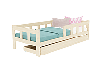 Fence cama individual de madera con dos laterales Fence cama individual de madera con dos laterales