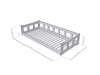 Cama individual baja FENCE con barra lateral