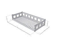 Cama individual baja FENCE con barra lateral Cama individual baja FENCE con barra lateral