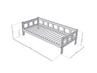 Cama individual de madera FENCE con barras laterales