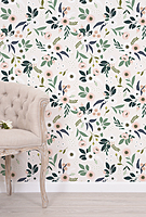 Papel pintado infantil - Flores con fondo pálido Papel pintado infantil - Flores con fondo pálido