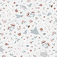 Papel pintado infantil - Flores y animales acuáticos Papel pintado infantil - Flores y animales acuáticos