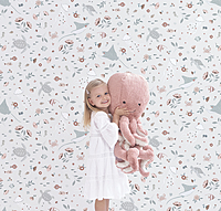 Papel pintado infantil - Flores y animales acuáticos Papel pintado infantil - Flores y animales acuáticos