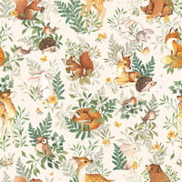 Papel pintado infantil - Animales del bosque (fondo beige)