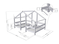 Cama casita de madera doble VILLY