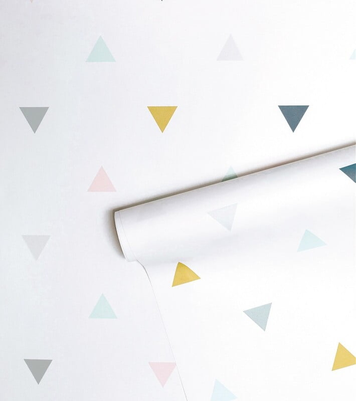 ENCHANTED Papel Pintado (50 CM X 10 M) - TRIANGLES (PINK, MUSTARD, GREY)