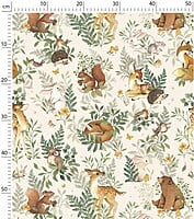 Papel pintado infantil - Animales del bosque (fondo beige)