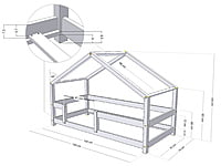 Cama Casita infantil Lucky con barandilla lateral