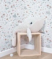Papel pintado infantil - Flores y animales acuáticos Papel pintado infantil - Flores y animales acuáticos