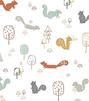 WOODLAND Papel Pintado (50 CM X 10 M) - Ardillas y Madera WOODLAND Papel Pintado (50 CM X 10 M) - Ardillas y Madera